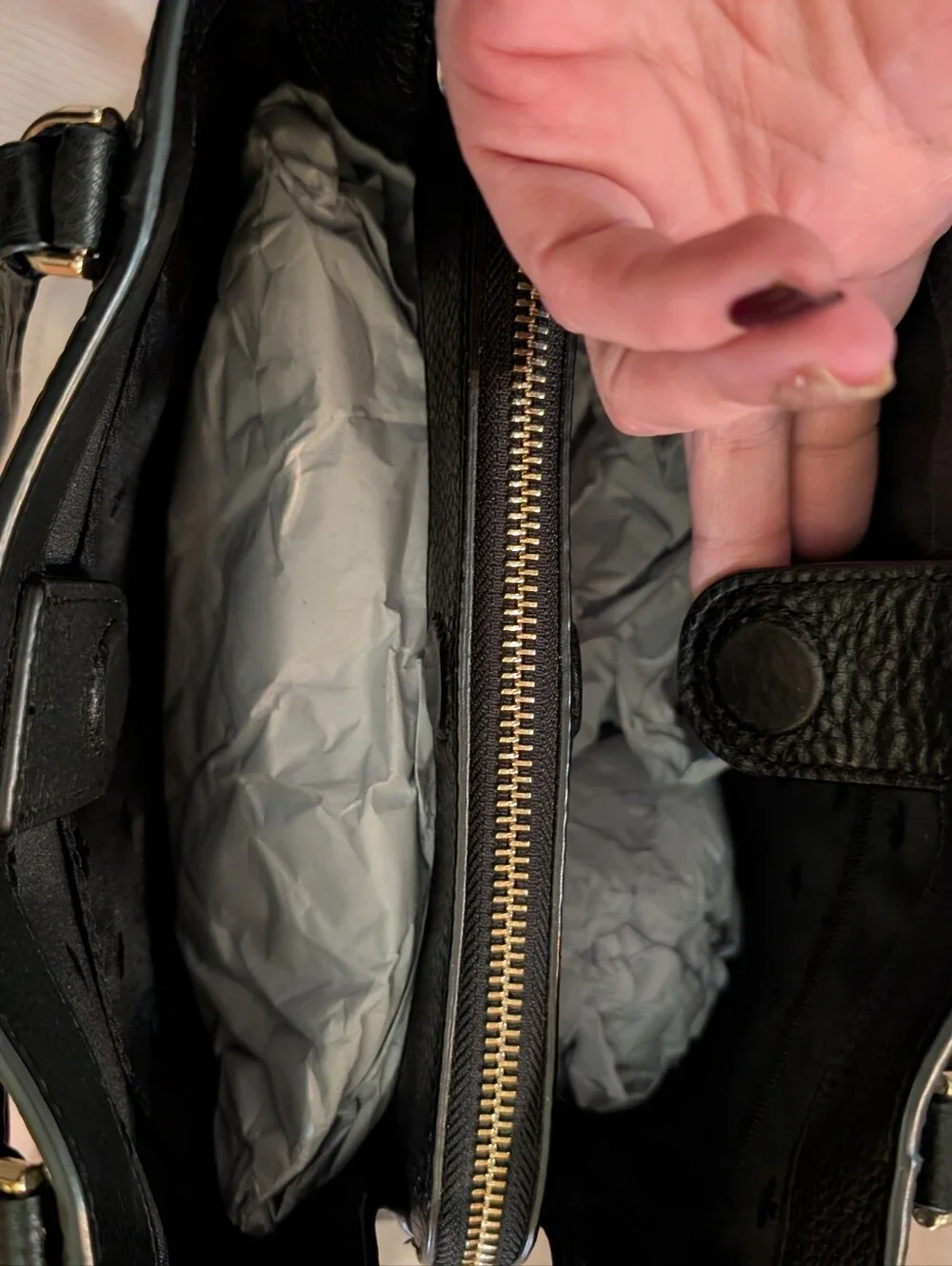 kate spade Black Pebbled Leather Small Structured Bag with Top Handles